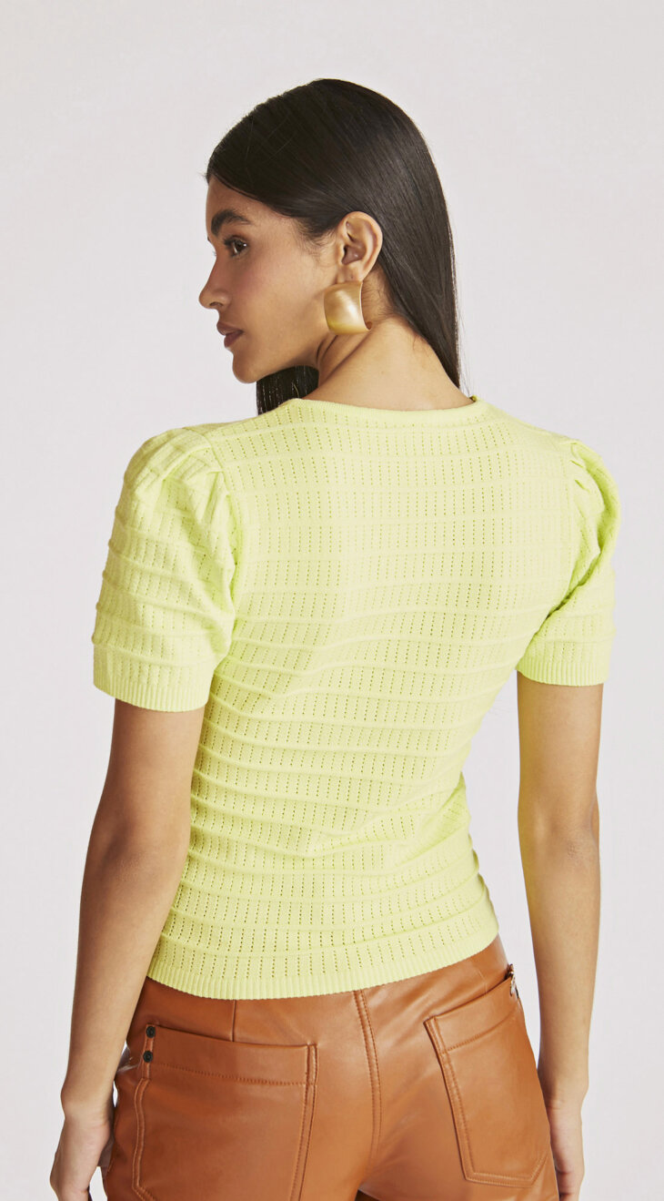 Blusa Tricot Decote V Verde Lima - Imagem 2