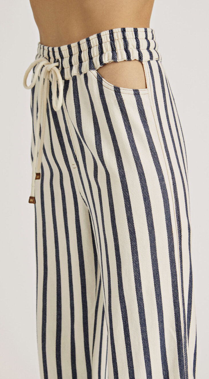 Calça Wide Cós Alto Listrada - Imagem 2