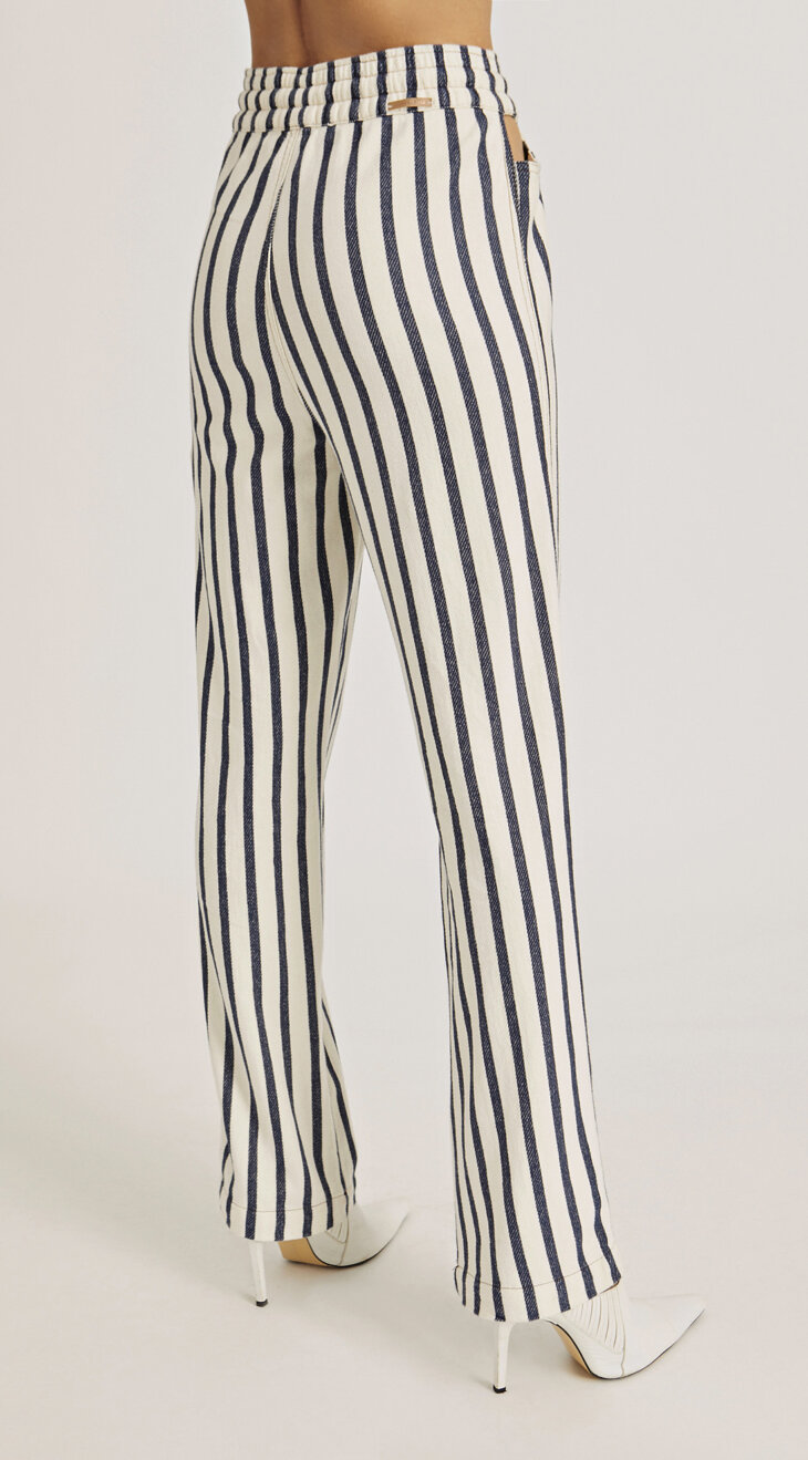 Calça Wide Cós Alto Listrada - Imagem 3