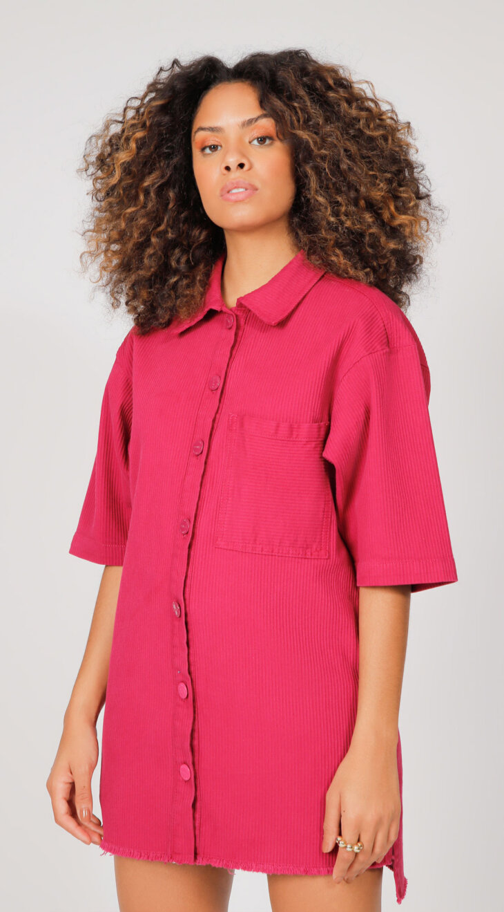 Camisa Jeans Magenta Manga Curta - Imagem 2