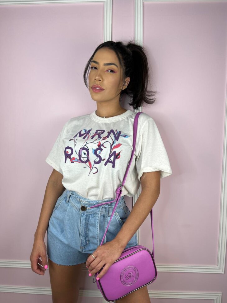 T-shirt Estampa Floral Gola Redonda Off White