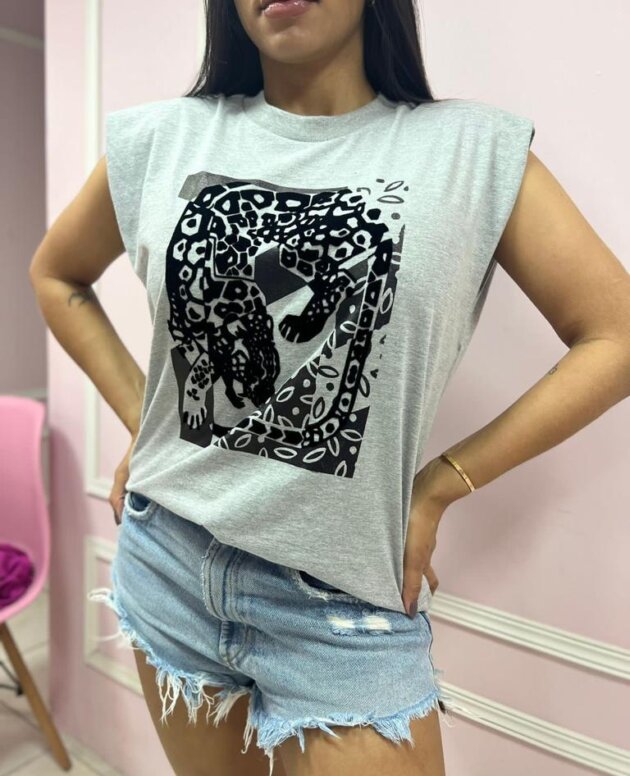 T-shirt Morena Rosa Detalhe em Ombreira