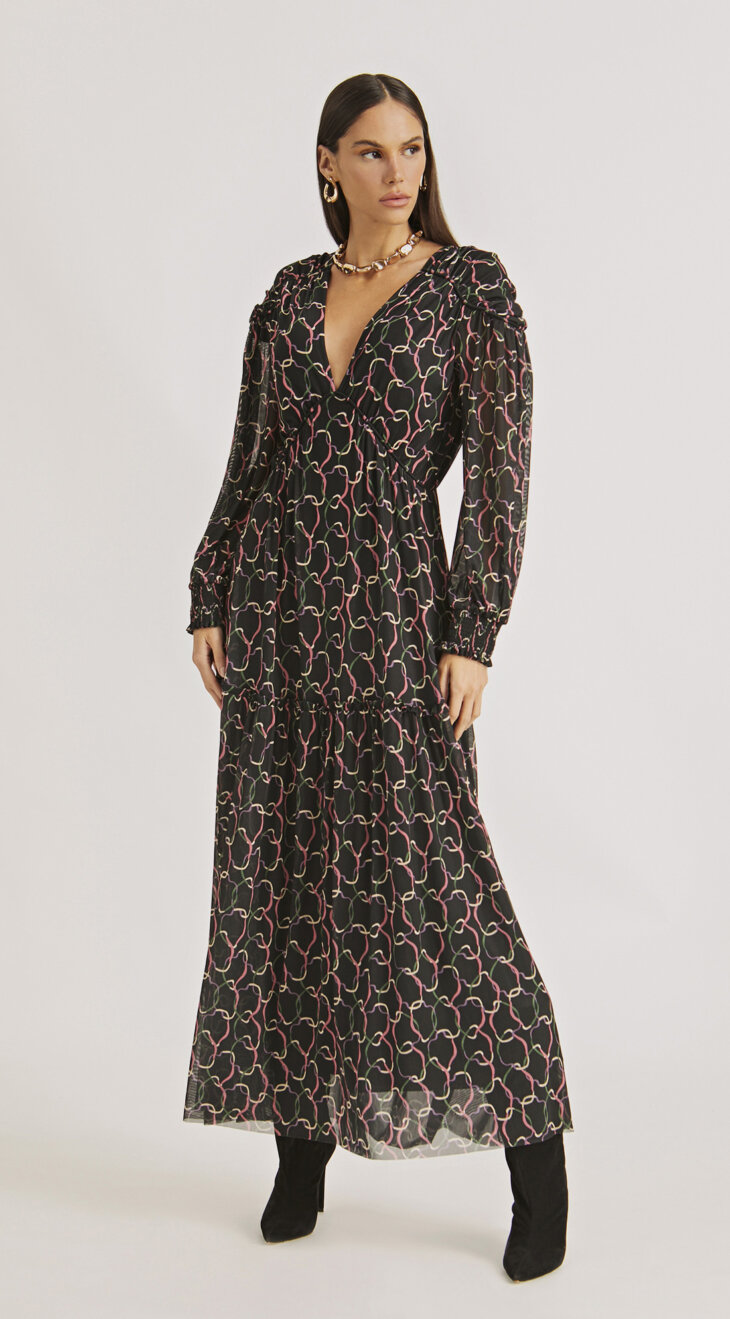 Vestido Longo com Decote